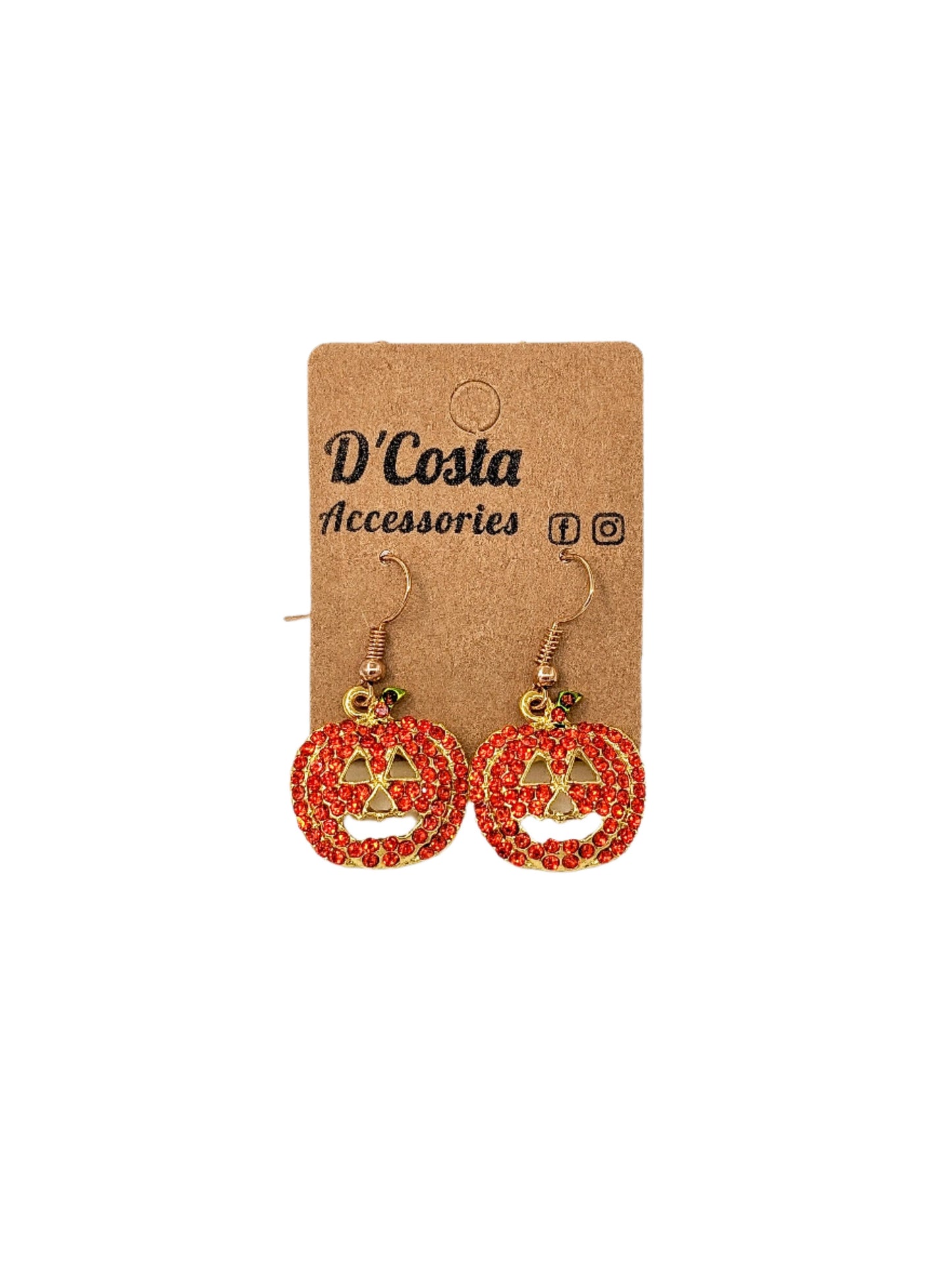 Sparkle-O'-Lantern Halloween Earrings with Diamante Detailing