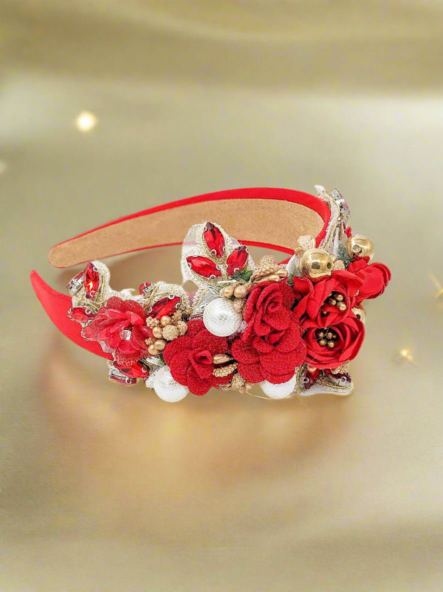 Red Floral Decor Headband