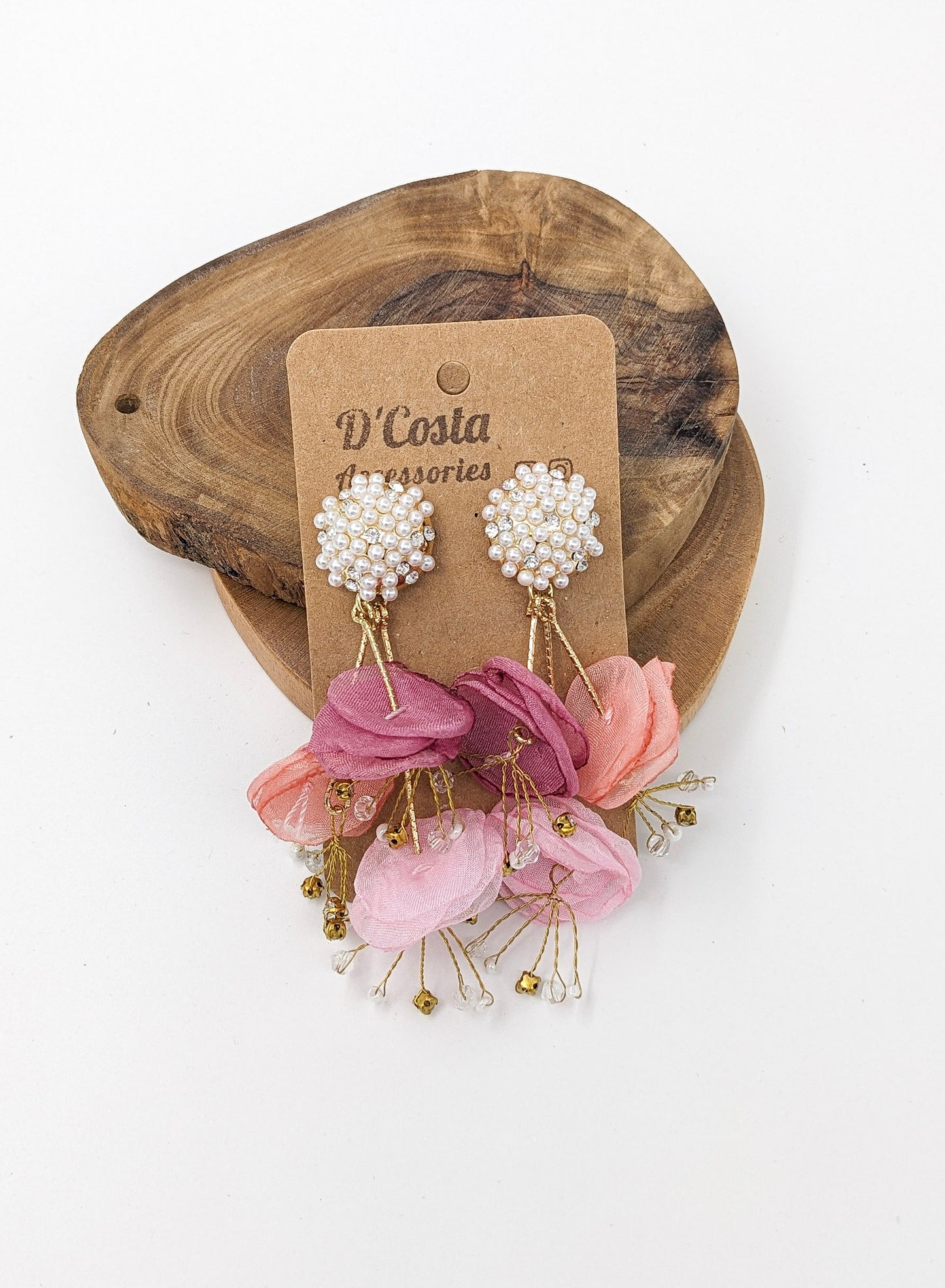Fabric Petal Statement Earrings