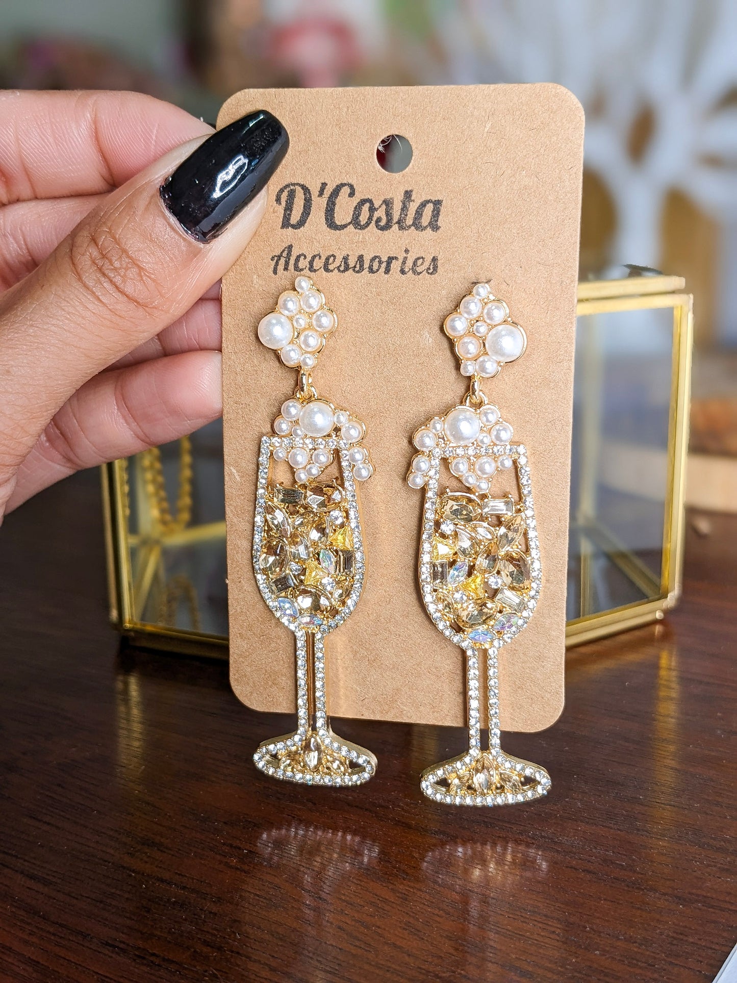 Bling Champagne Flute Earrings