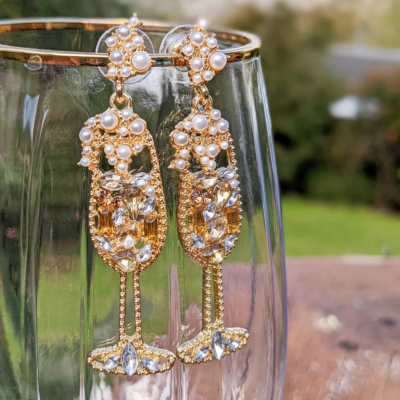 Sparkling Champagne Flute Earrings