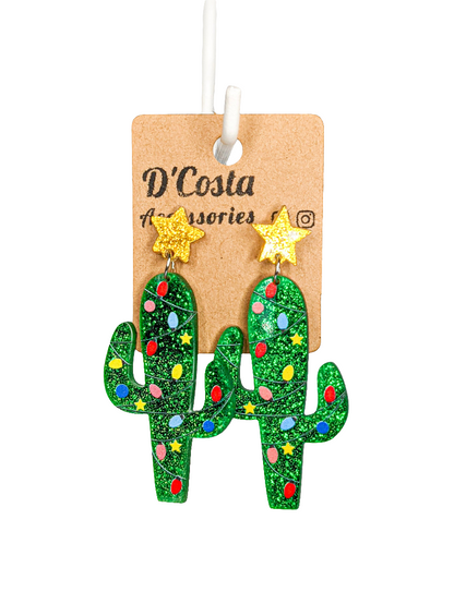 Christmas cactus tree earrings