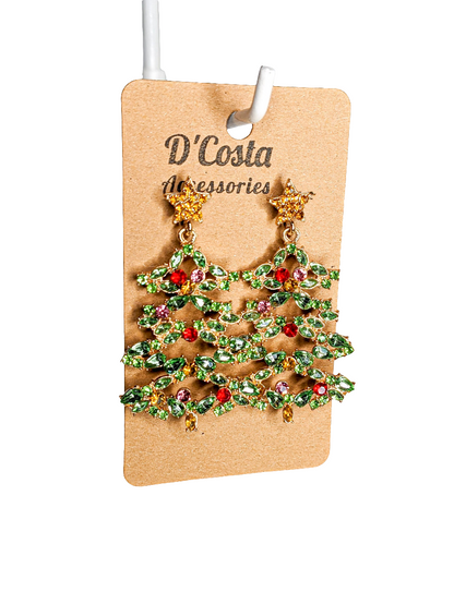 Diamante Christmas Tree Earrings