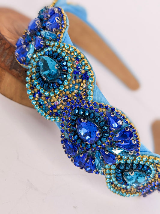 Blue Peacock Baroque Headband