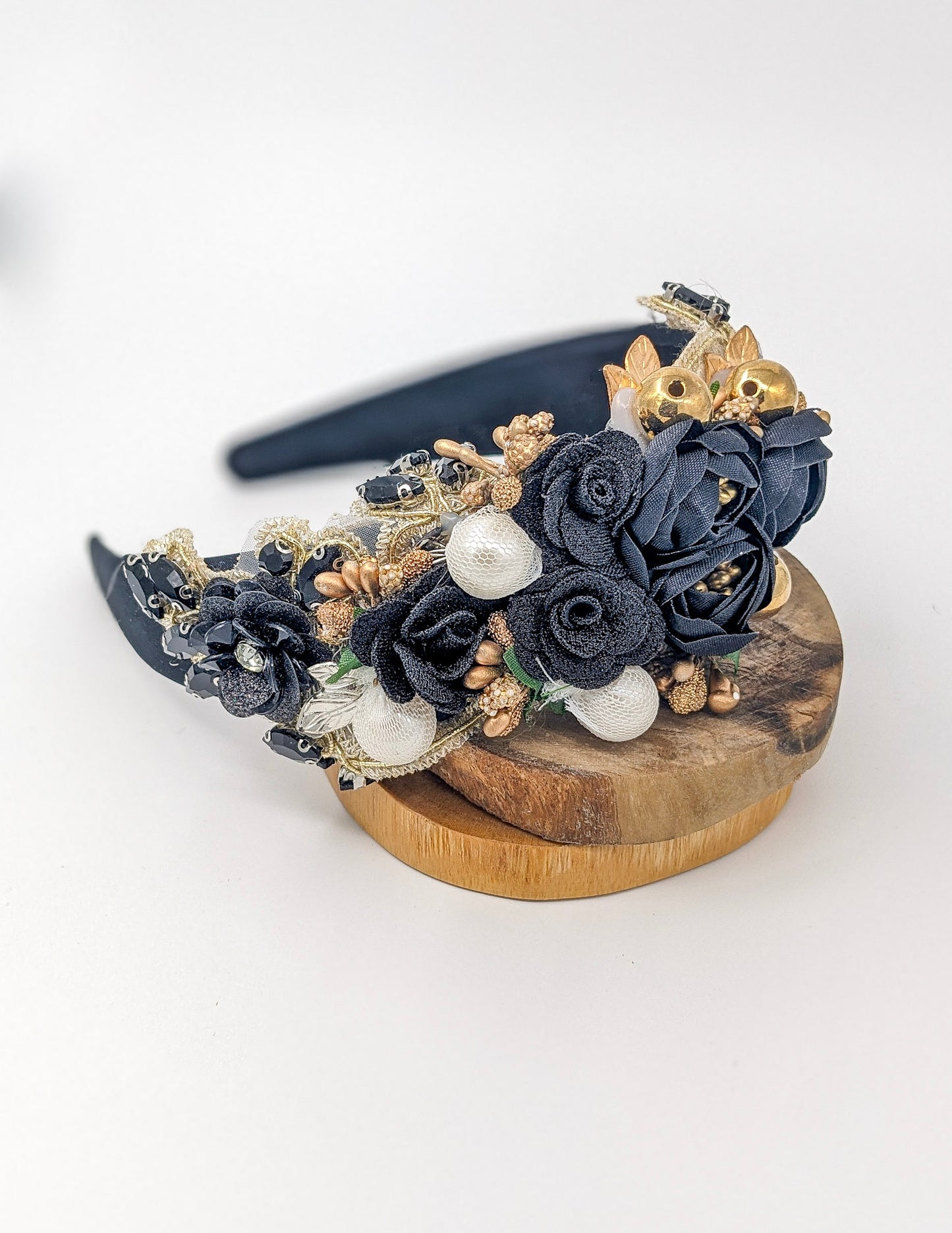 Black Floral Décor Headband