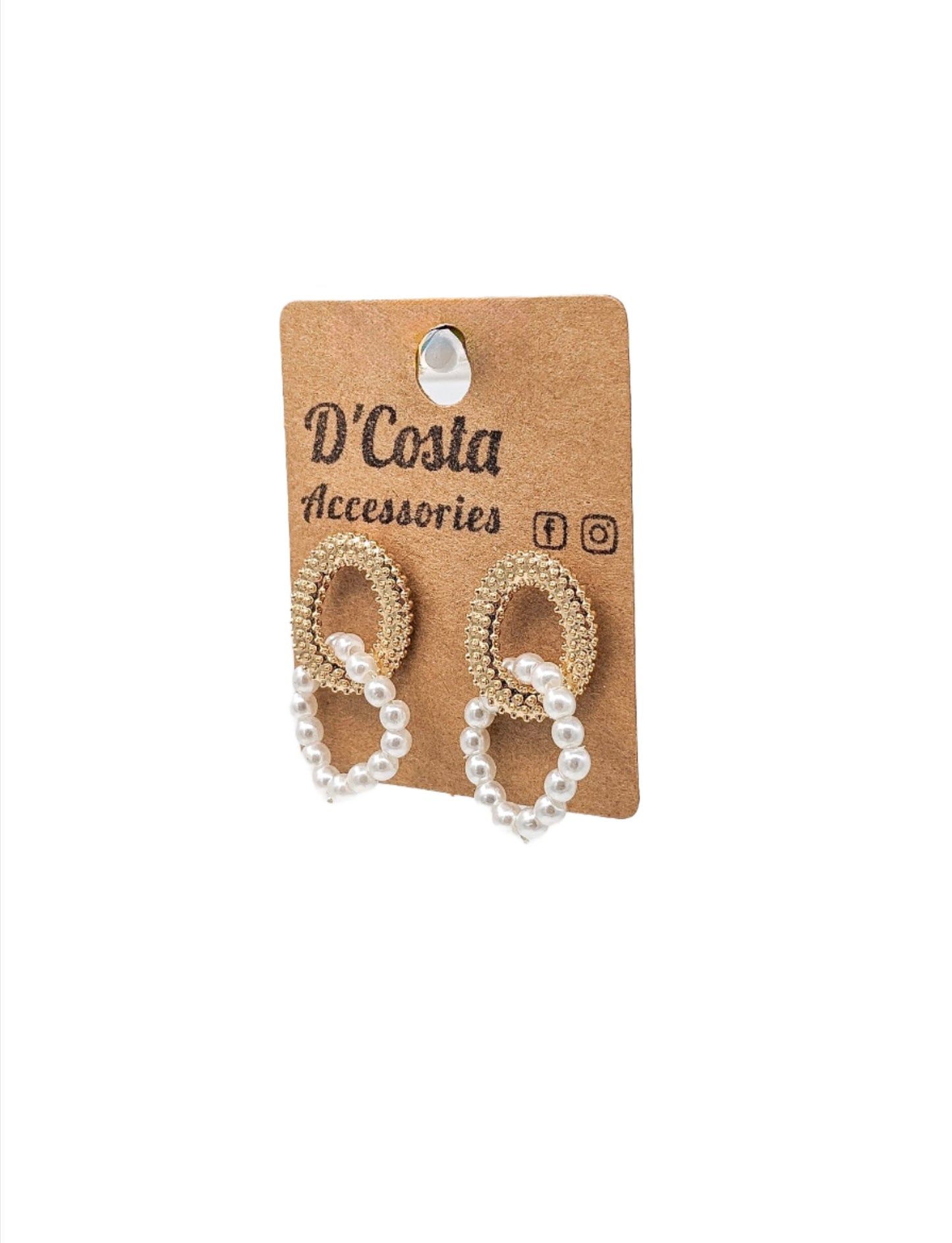 Gold and Pearl Chain Link Earrings