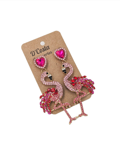 Flamingo Diamante Statement Earrings