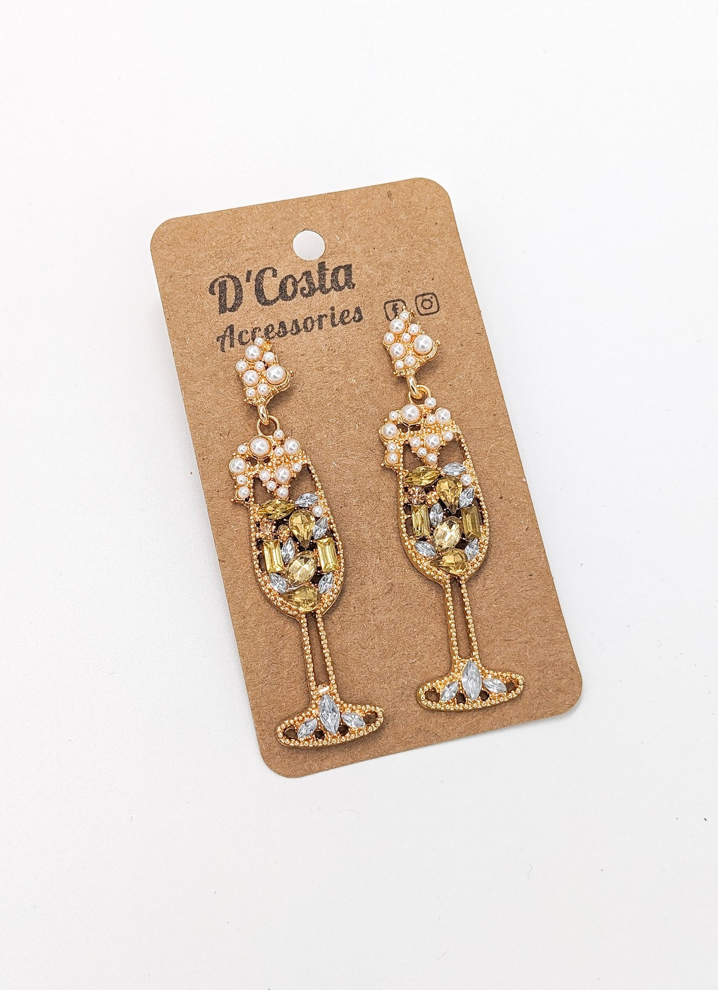 Sparkling Champagne Flute Earrings