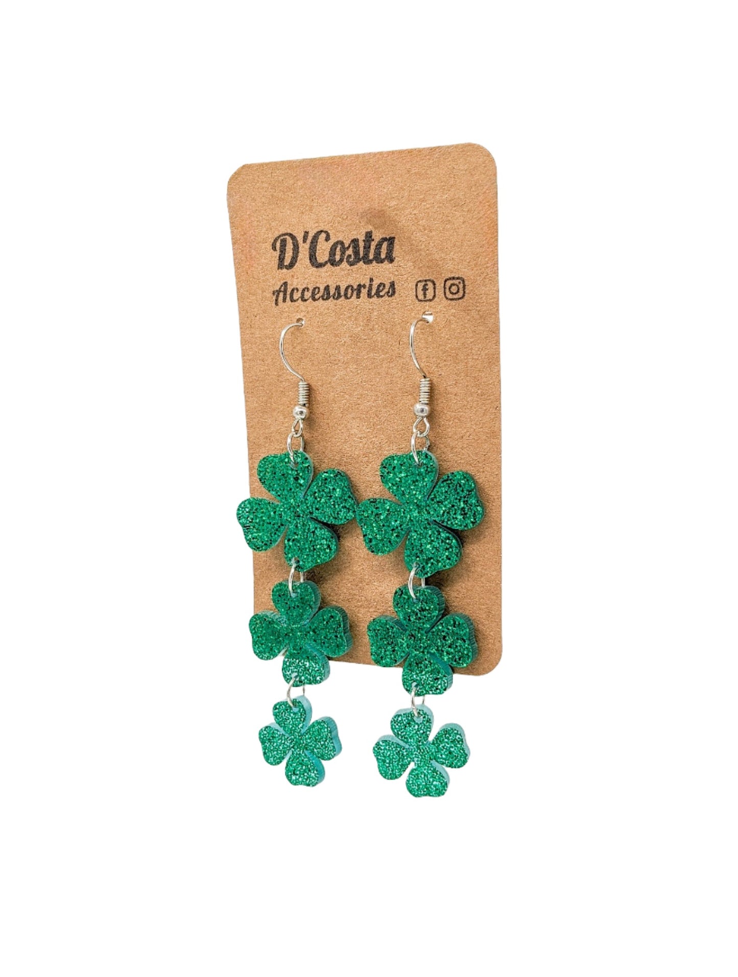 Glitter Shamrock Trio Earrings