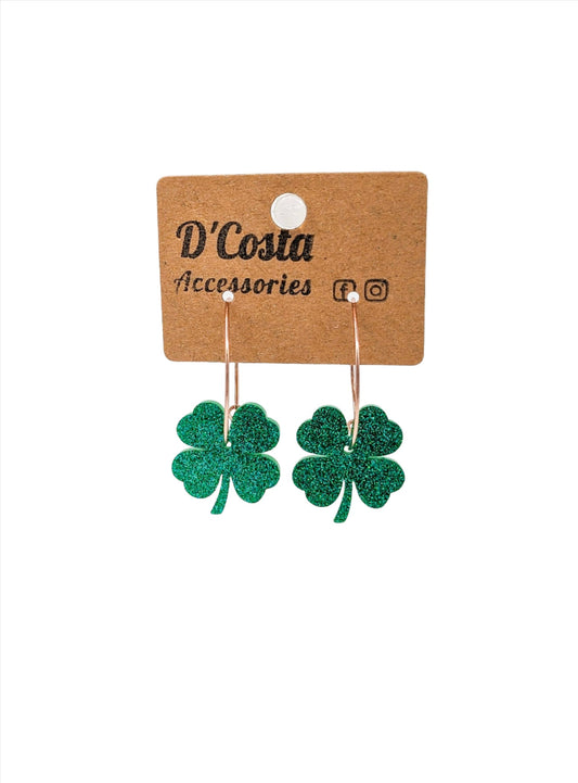 Glitter Shamrock Hoops