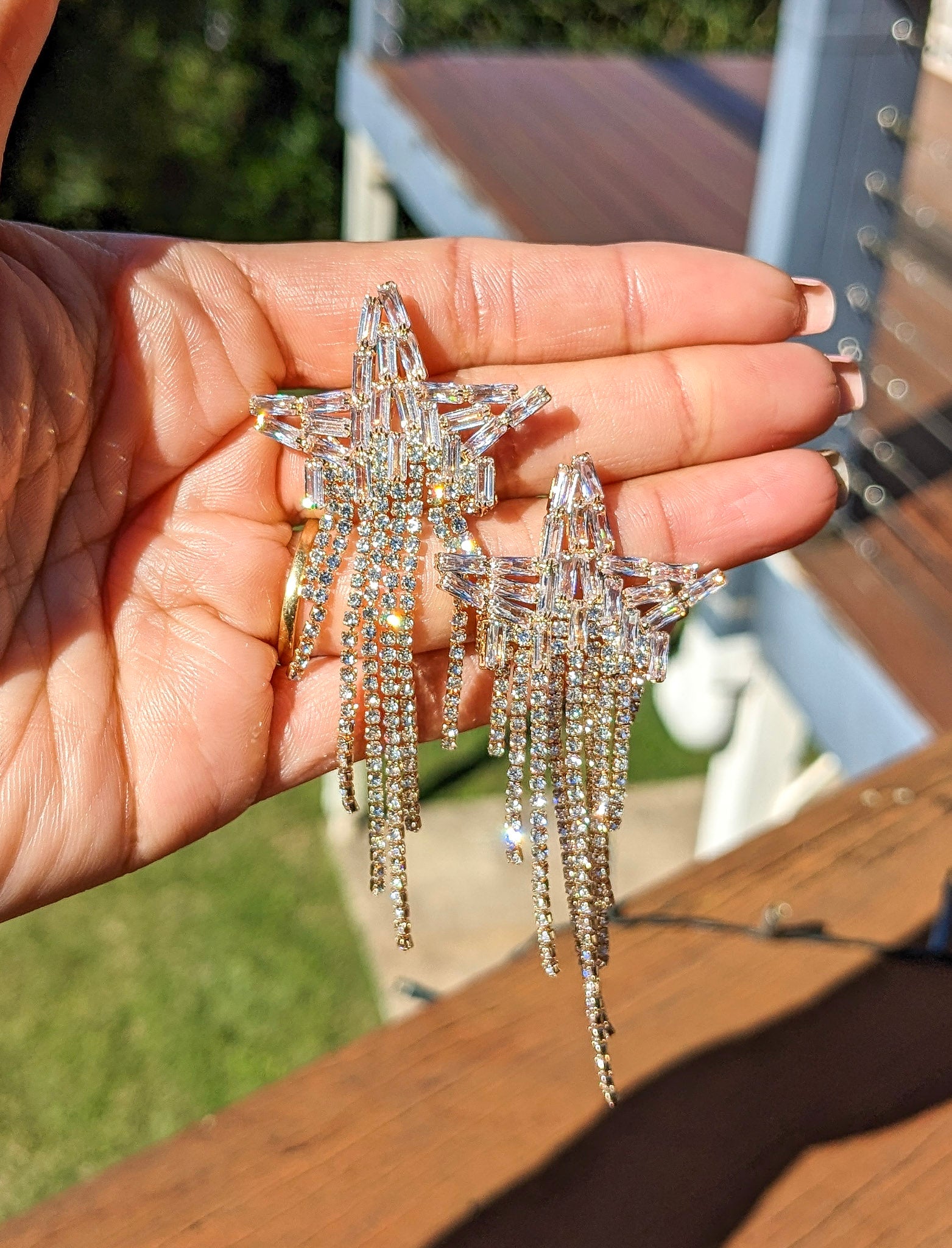 Silver on sale rhinestone earrings