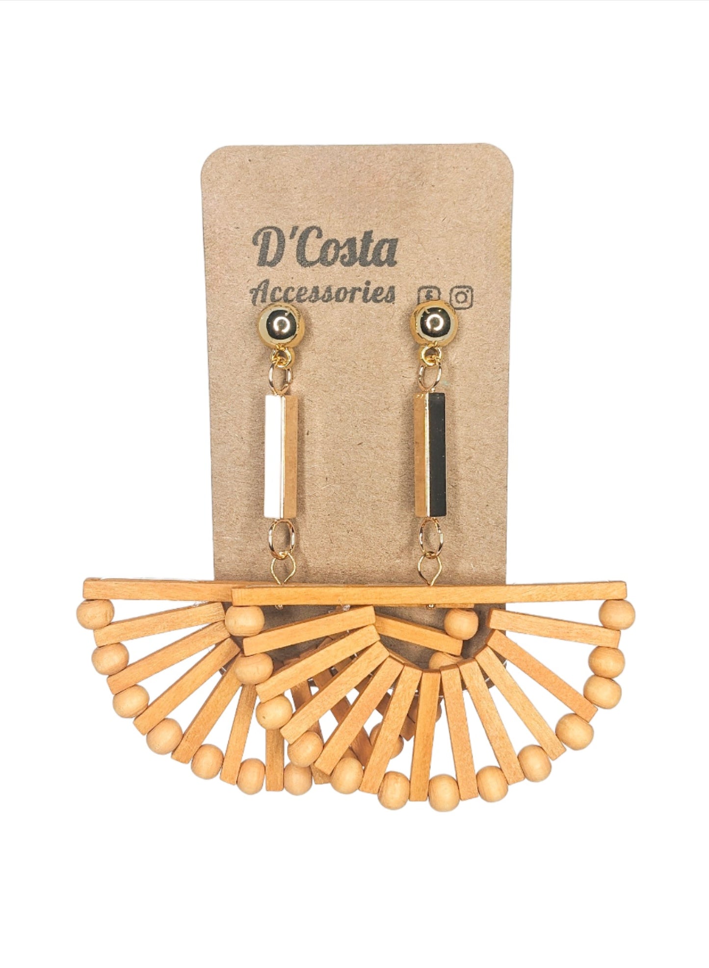 Semi-Circle Wooden Drop Earrings