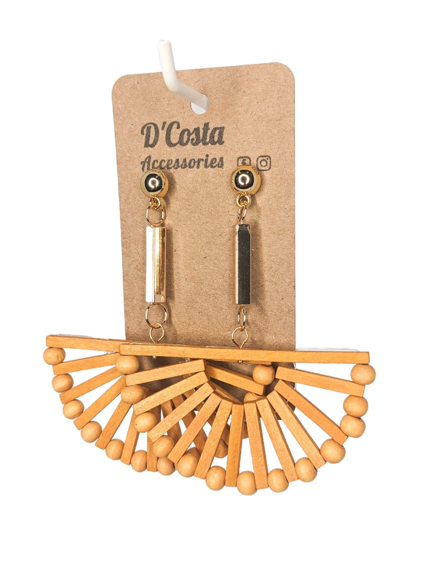 Semi-Circle Wooden Drop Earrings