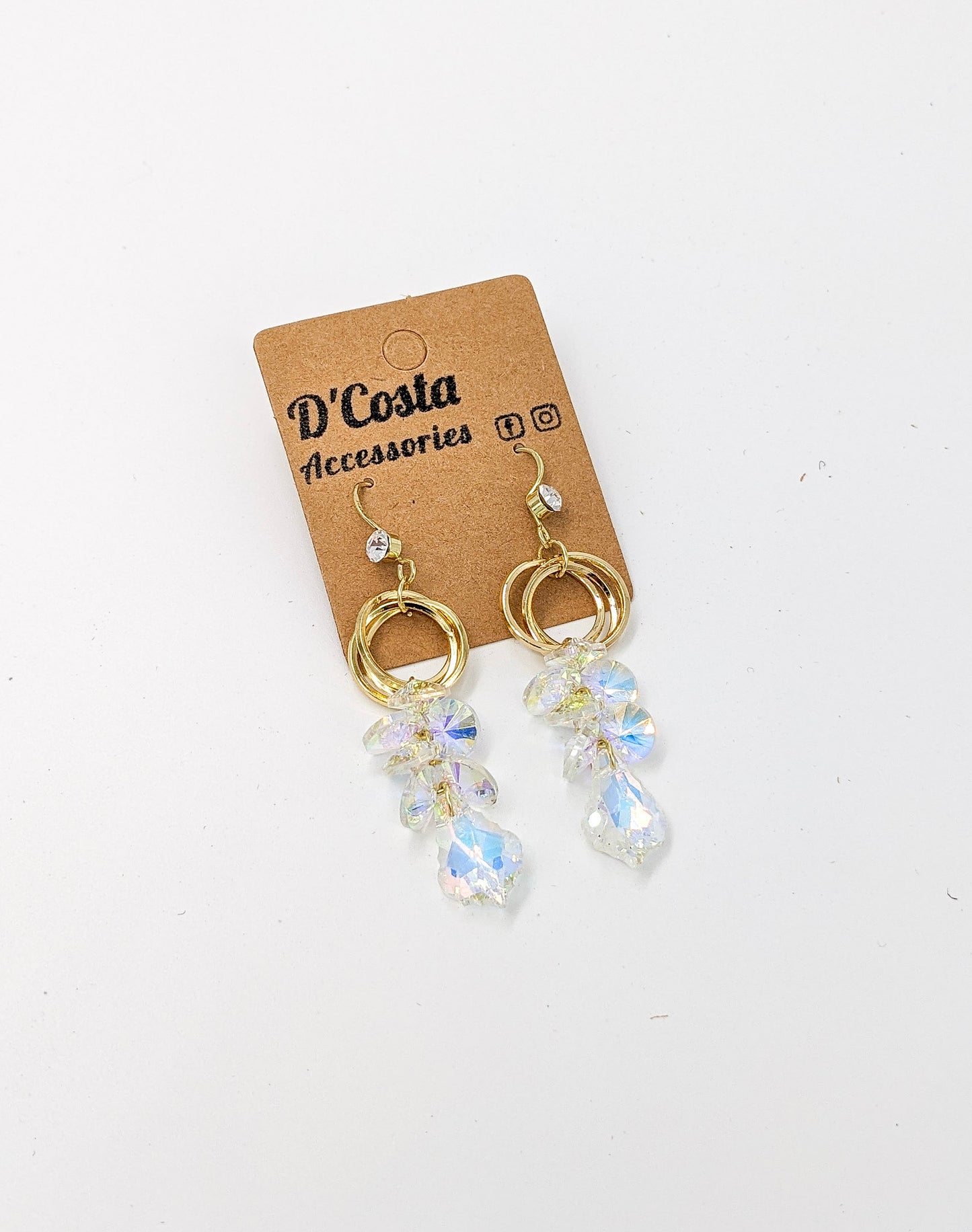 Golden Circle Crystal Drop Earrings