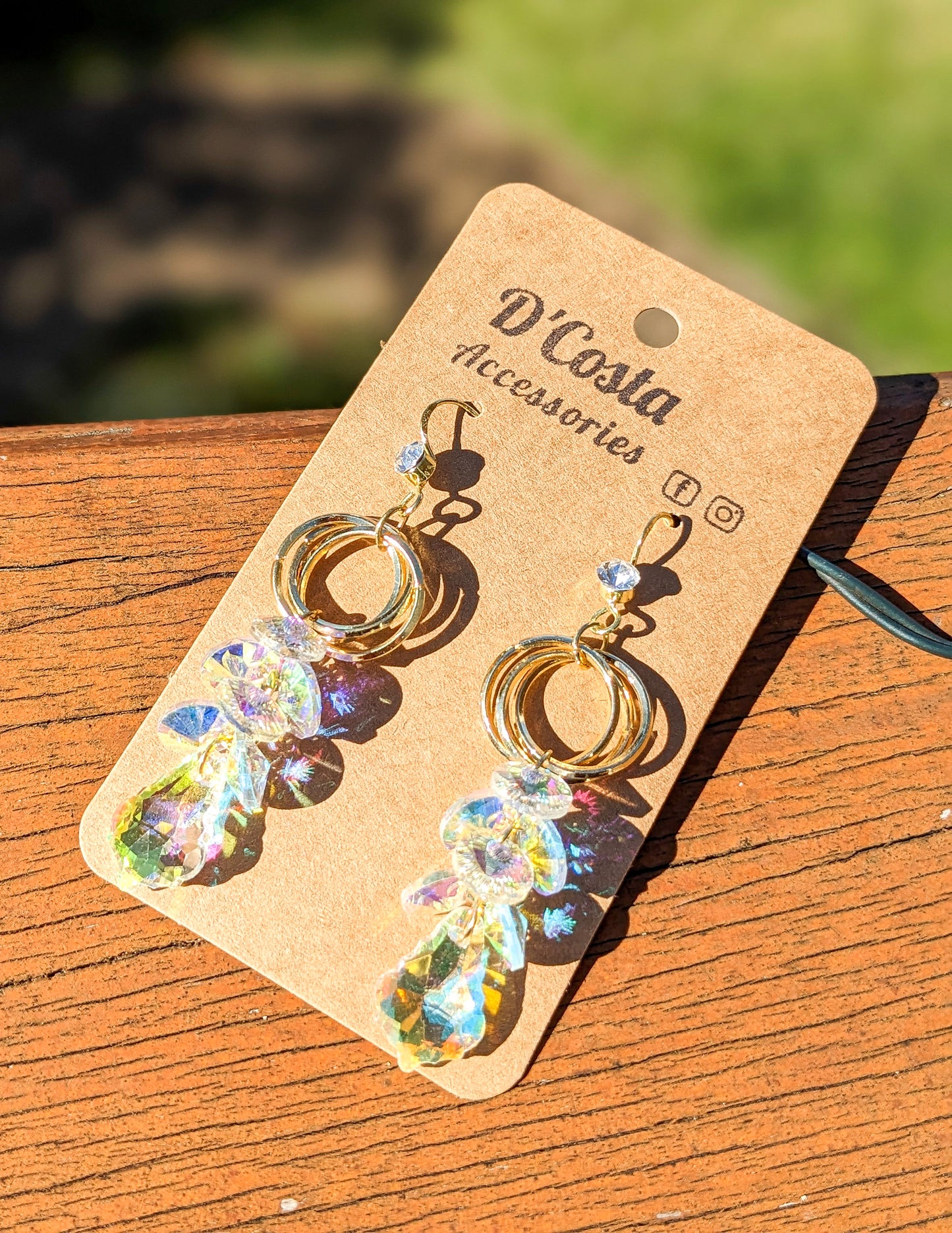 Golden Circle Crystal Drop Earrings