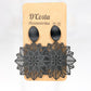 Black Geometric Flower Earrings