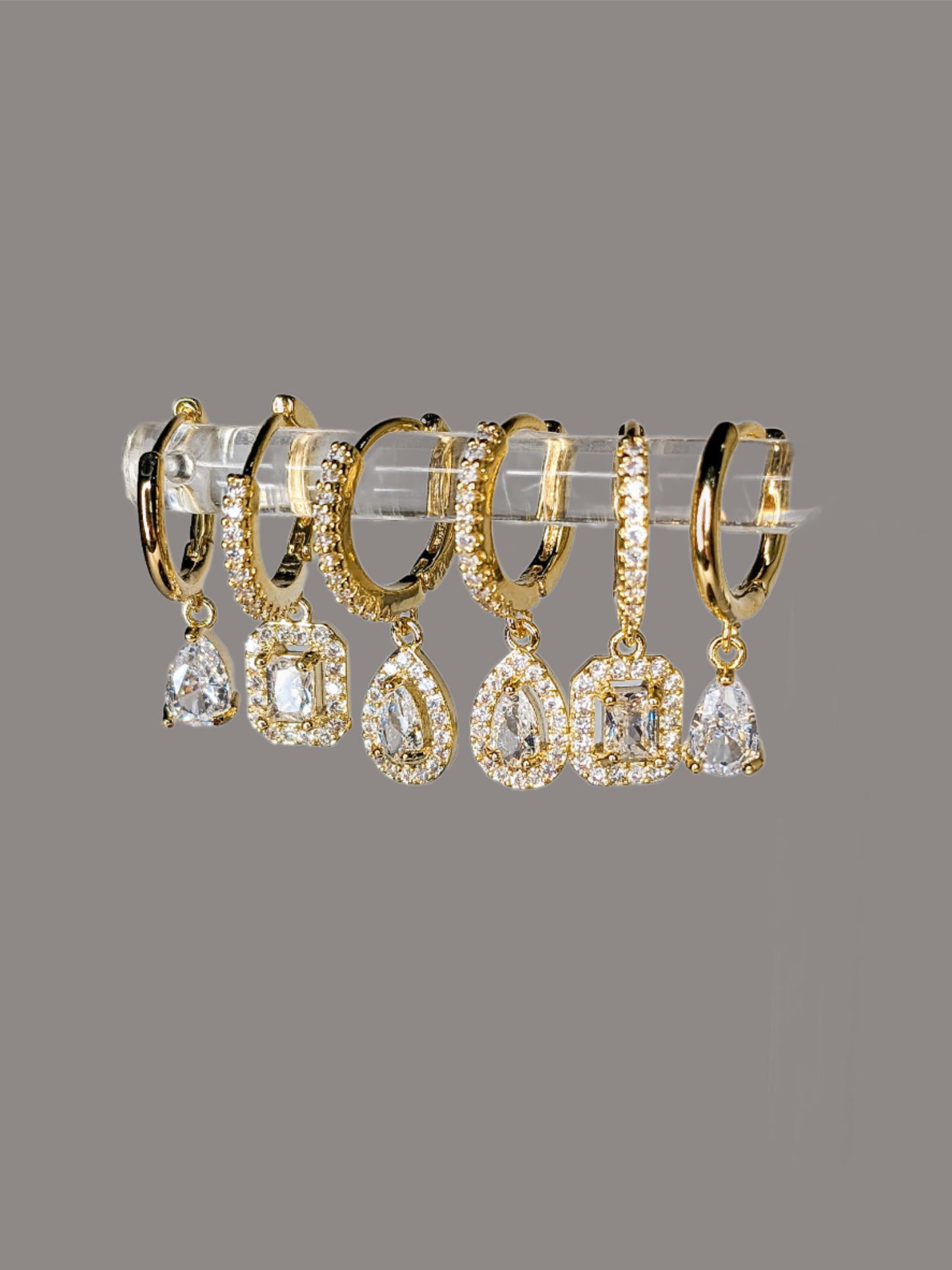 6-Piece Diamante Huggie Hoop Set