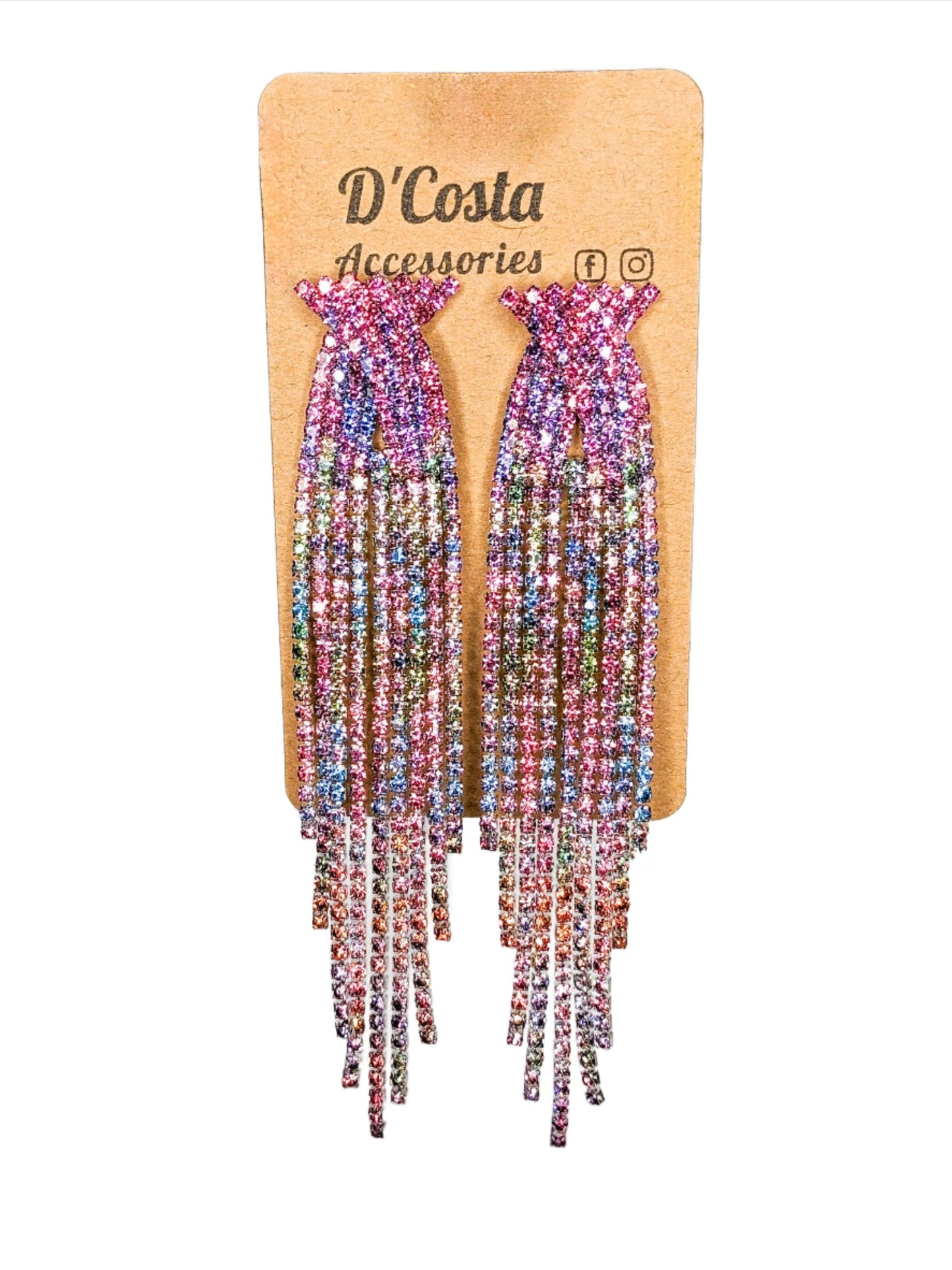 Colourful Diamante Tassel Earrings