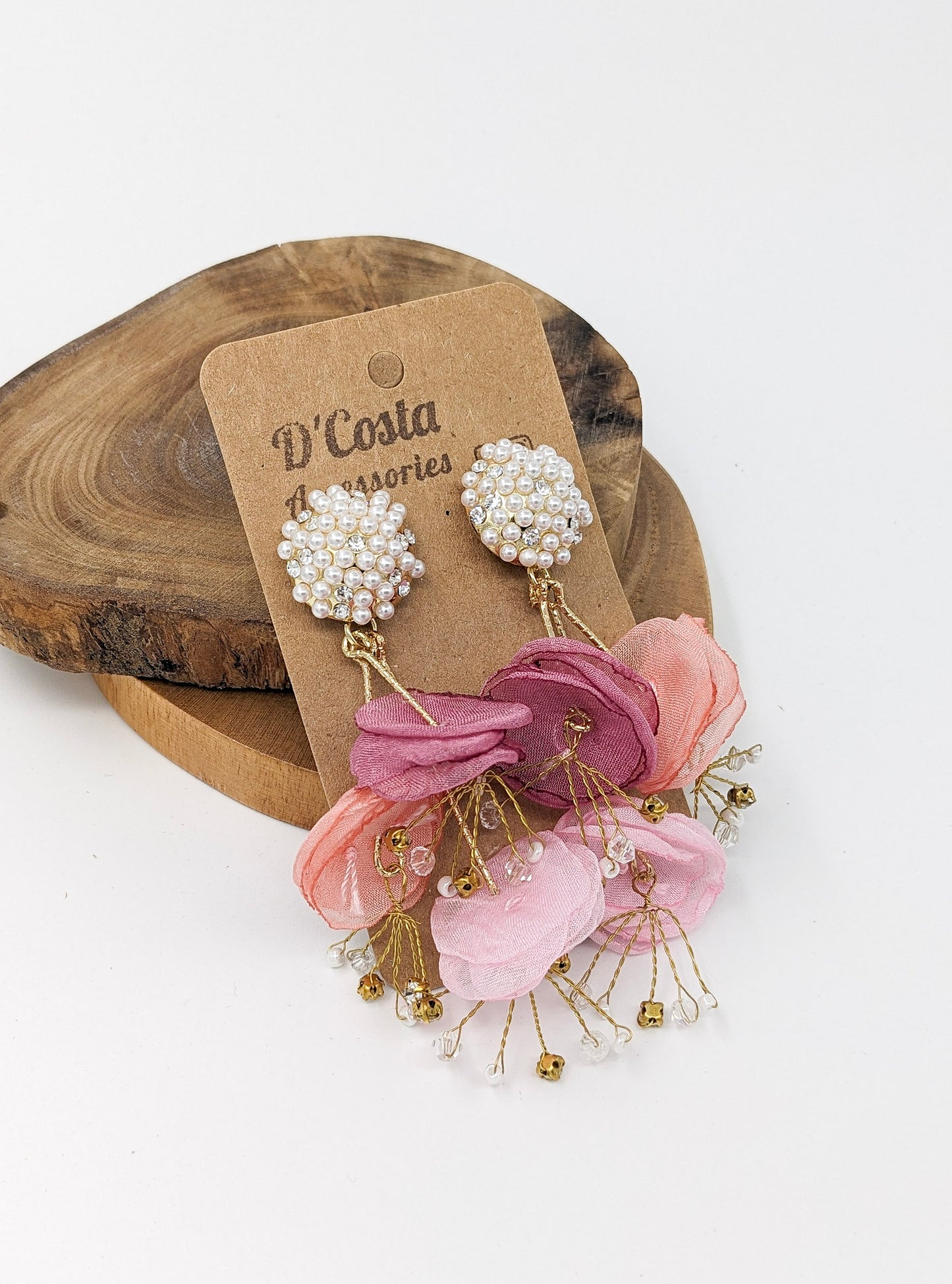 Fabric Petal Statement Earrings