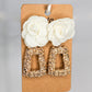 Golden Geometric White Flower Earrings