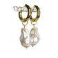 Large Irregular Pearl Huggie Hoops