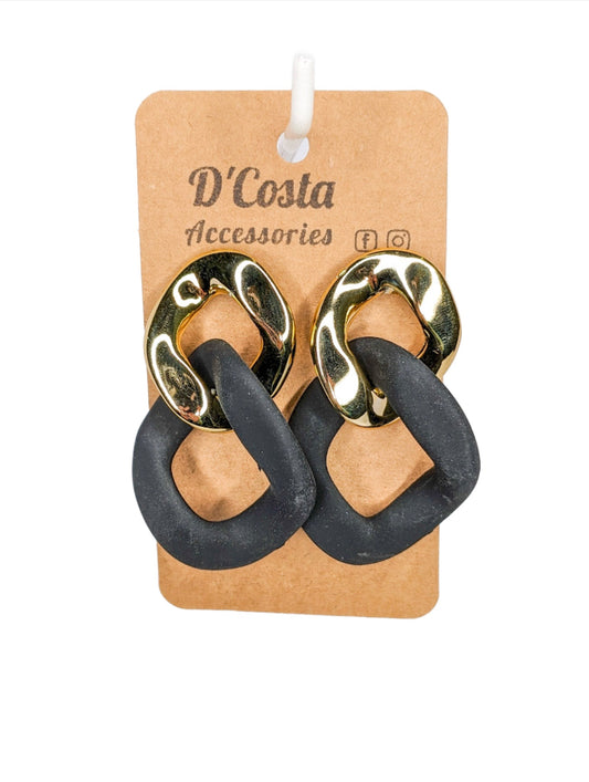 Black and Gold Chain Link Earrings
