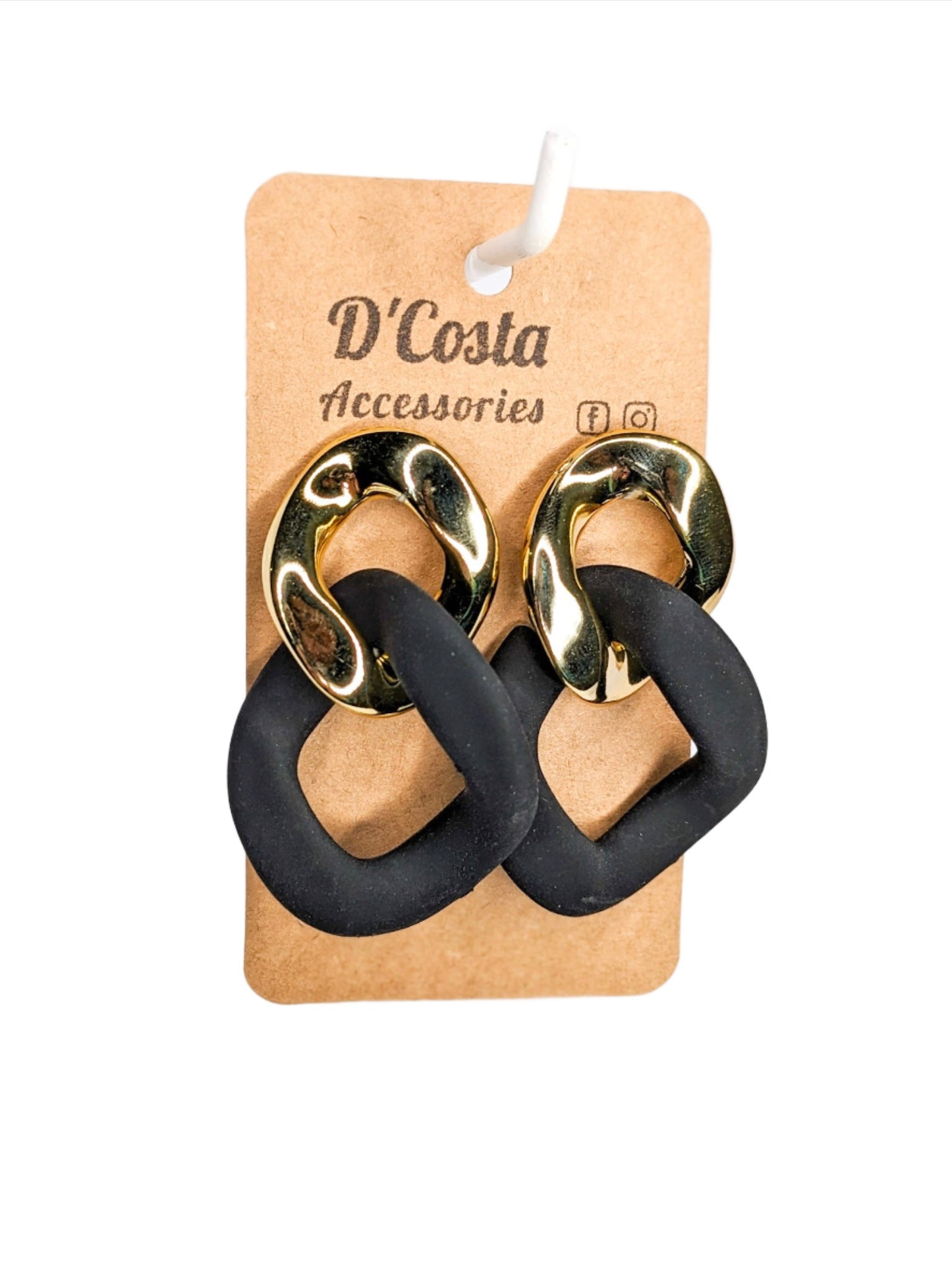 Black and Gold Chain Link Earrings