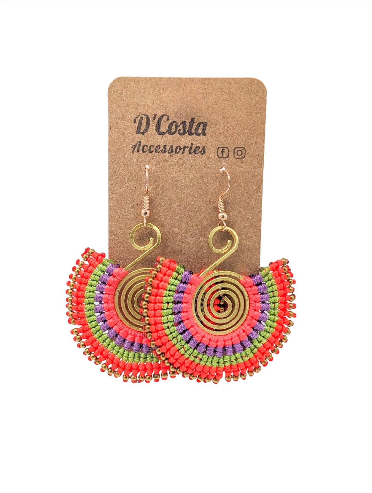 Orange Spiral Boho Earrings