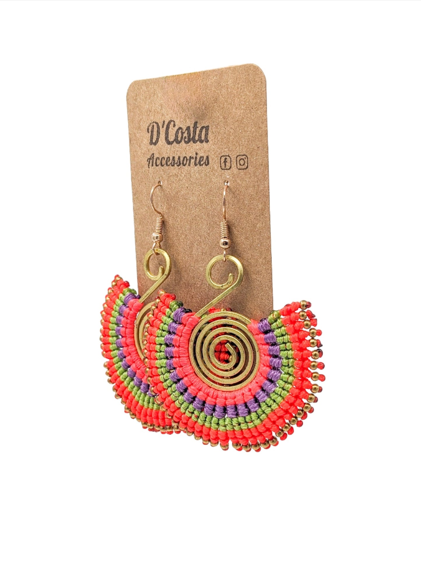 Orange Spiral Boho Earrings