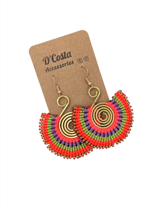 Orange Spiral Boho Earrings