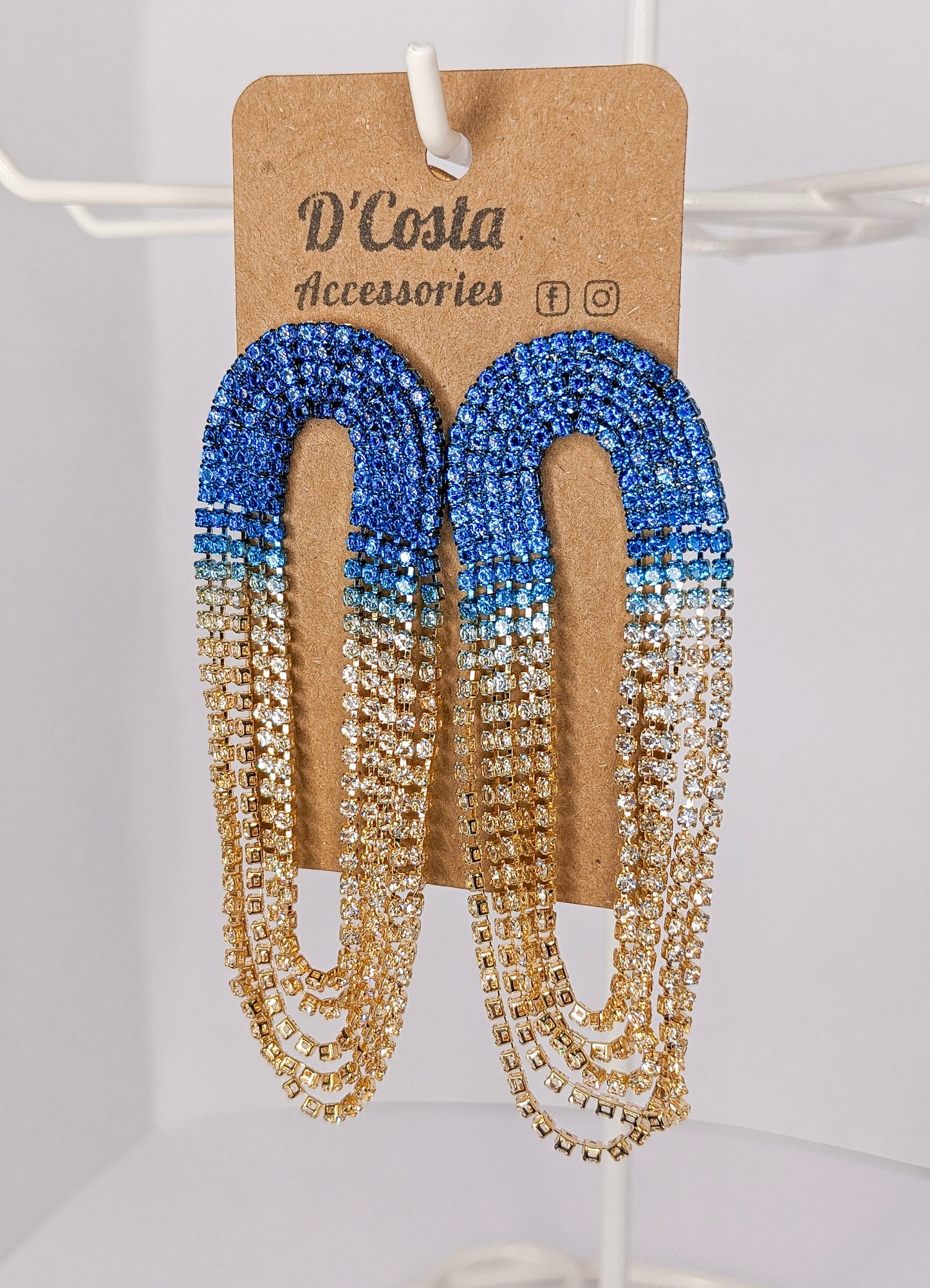 Blue Gradient Rhinestone Earrings