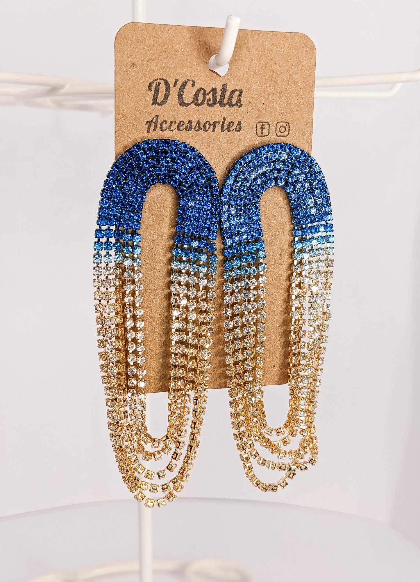 Blue Gradient Rhinestone Earrings