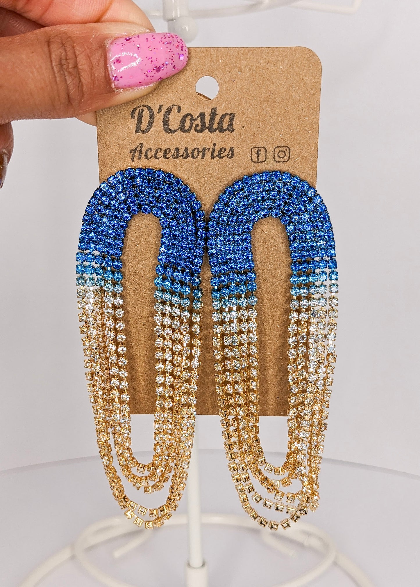 Blue Gradient Rhinestone Earrings