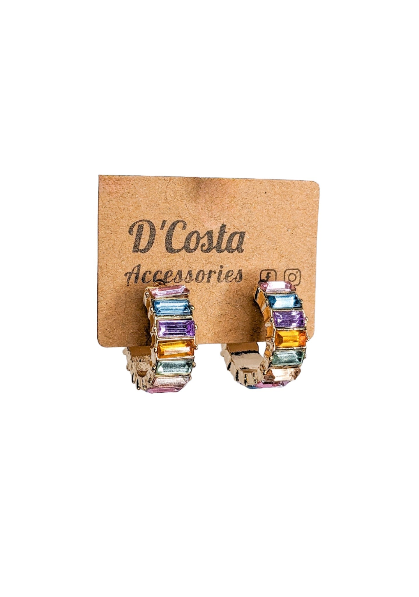 Colourful Diamante Hoop Earrings