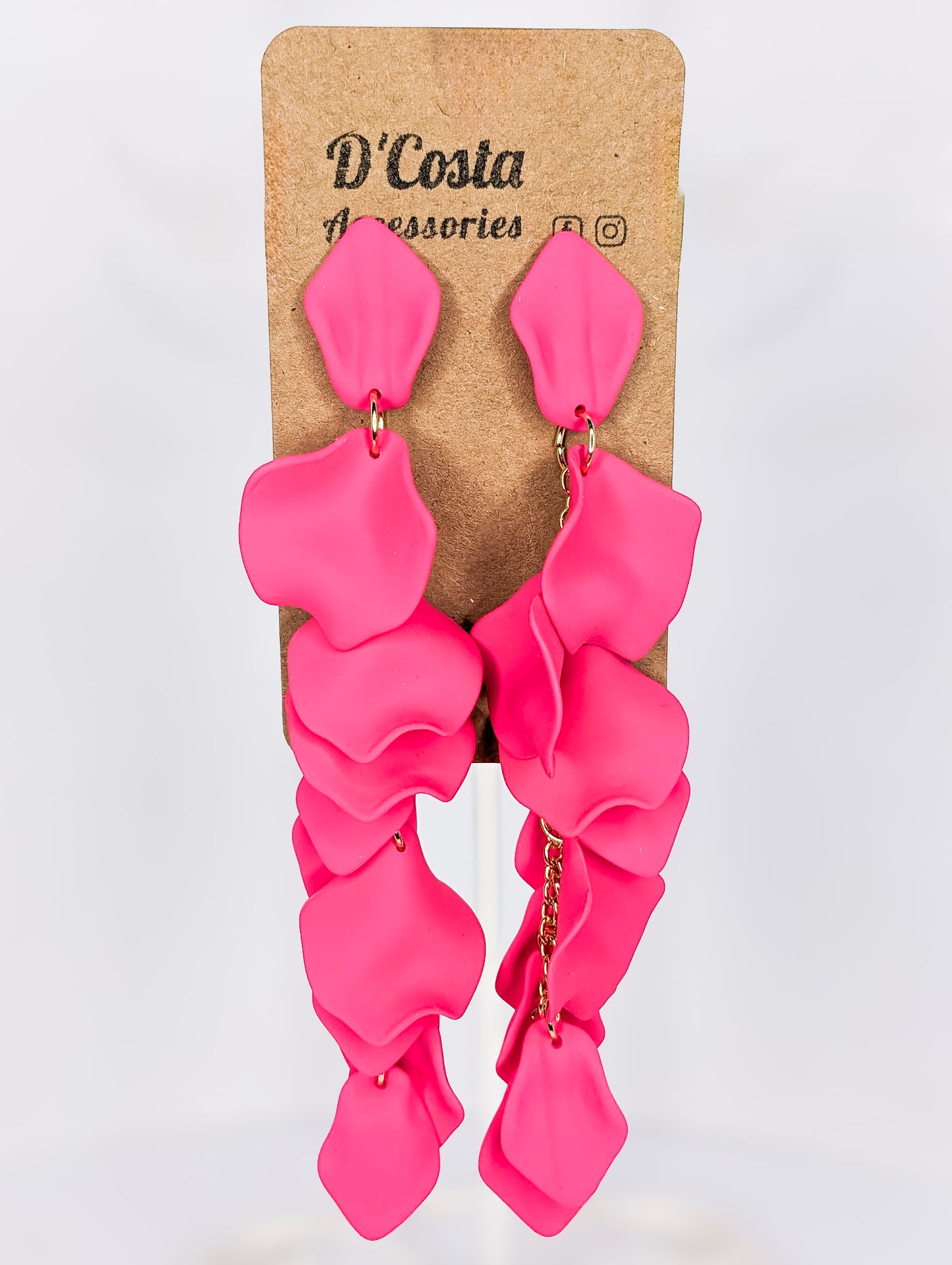 Hot Pink Petal Statement Earrings