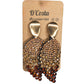 Brown Rhinestone Leaf Earrings