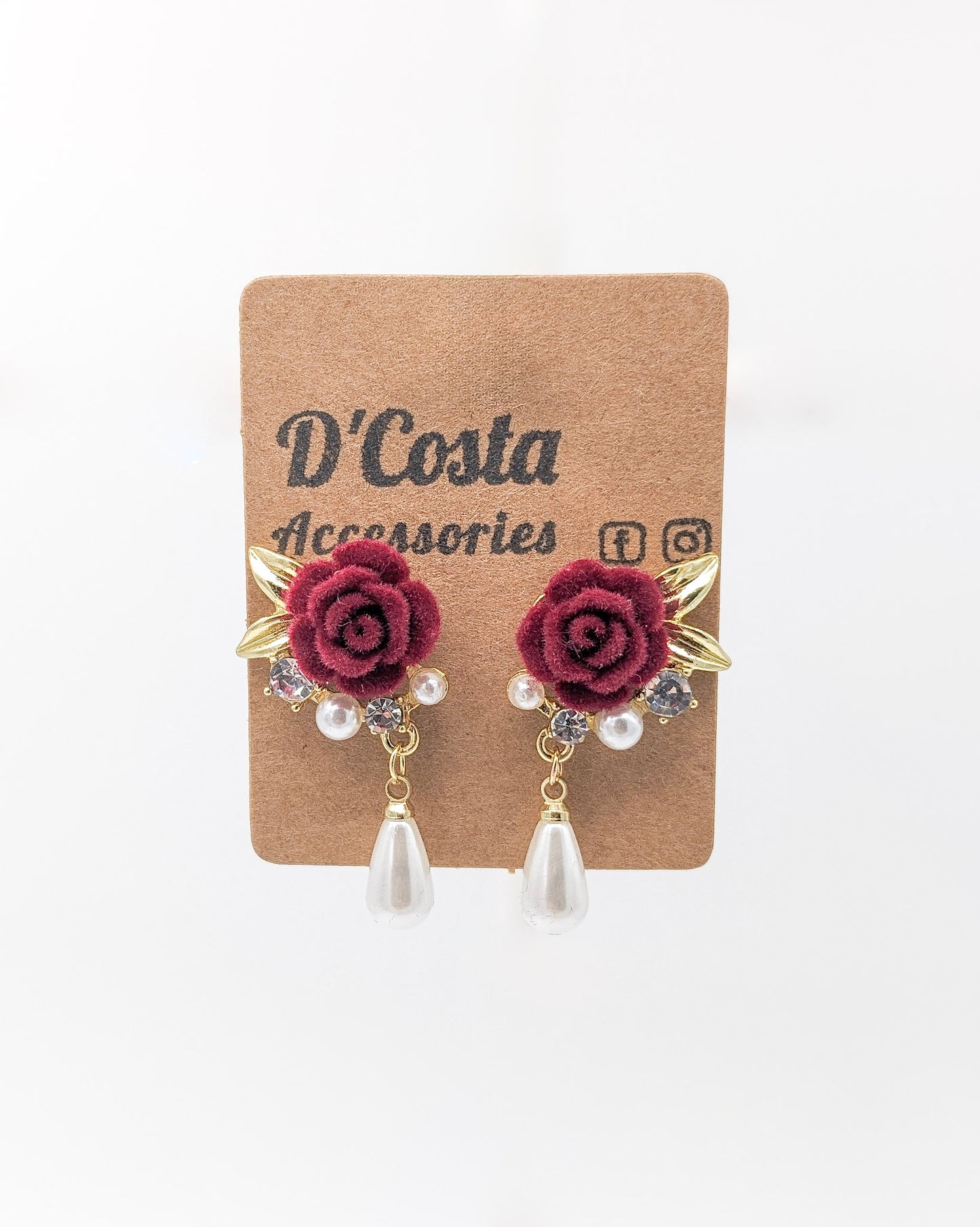 Vintage Velvet Rose Earrings