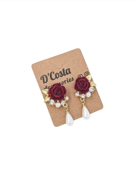 Vintage Velvet Rose Earrings