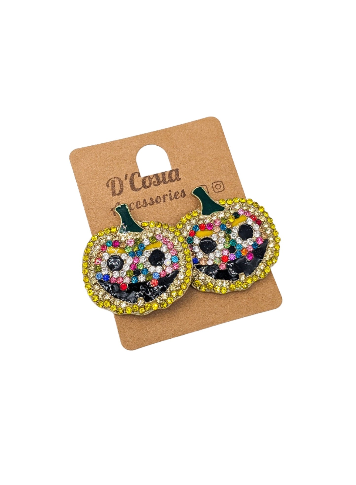 Rhinestone Jack-O-Lantern Earrings