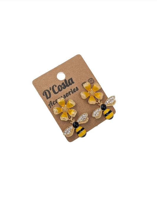 Yellow Honey Bee Earrings