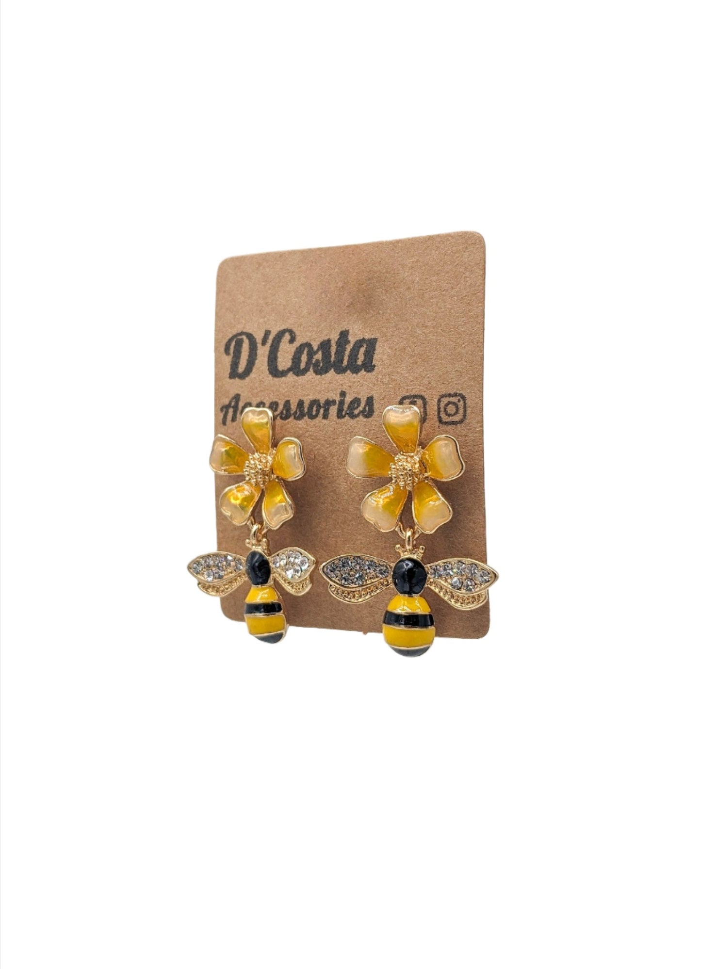 Yellow Honey Bee Earrings