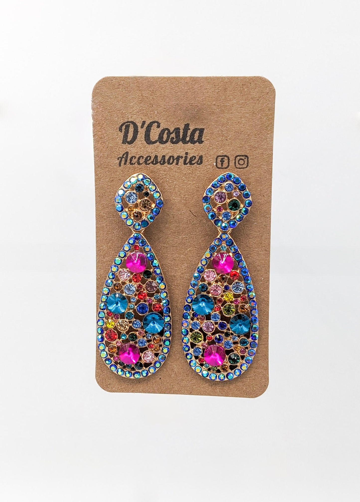 Rhinestone Cluster Teardrop Earrings