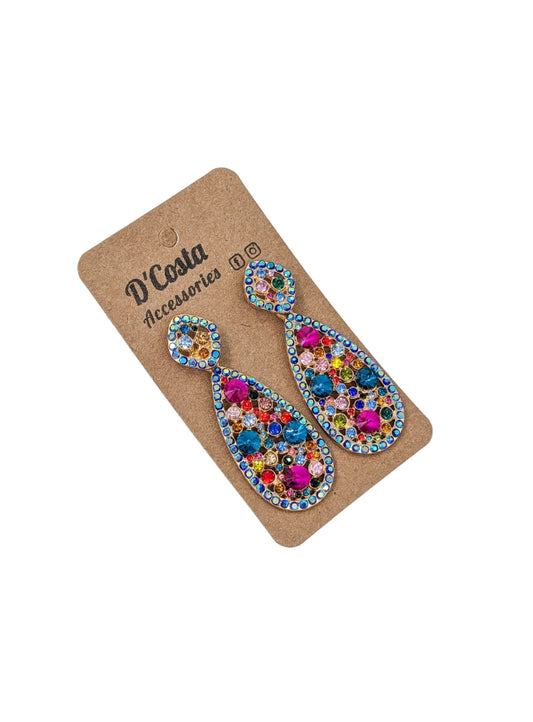 Rhinestone Cluster Teardrop Earrings