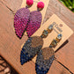 Rhinestone leaf earrings