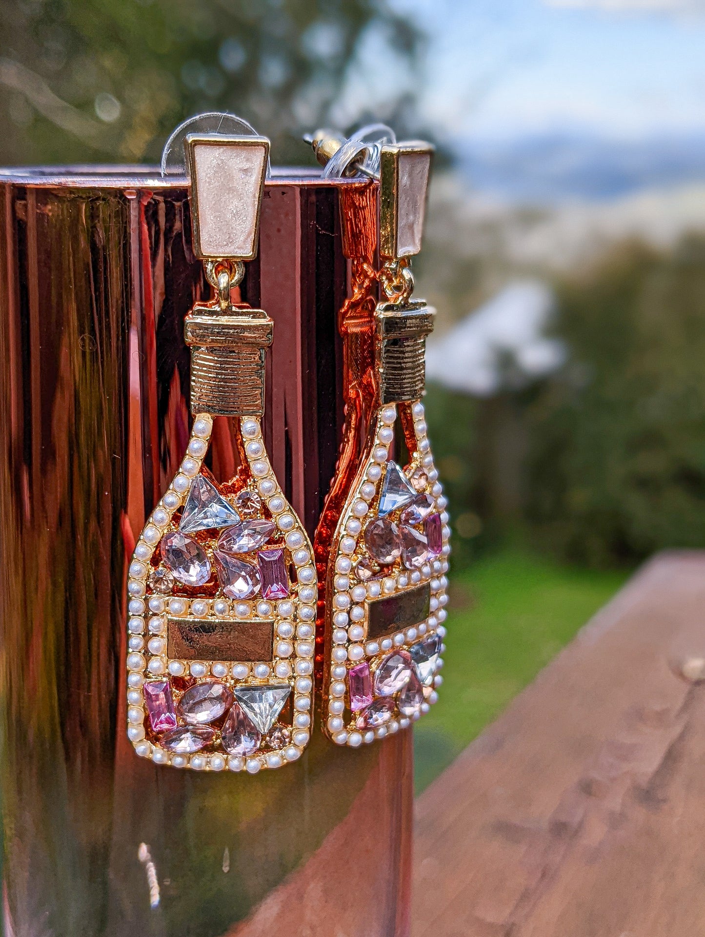 Sparkling Champagne Bottle Earrings