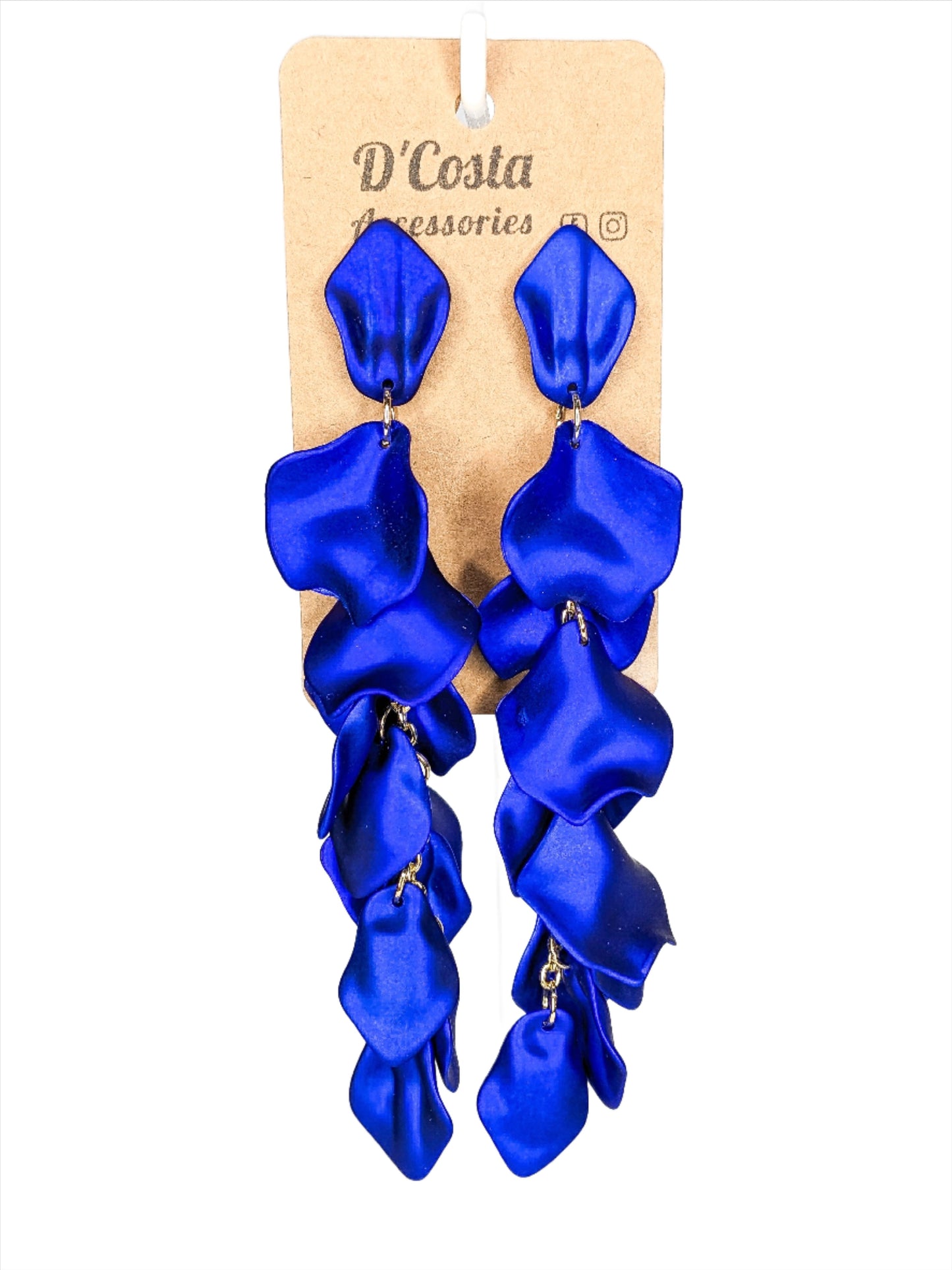 Royal Blue Petal Statement Earrings