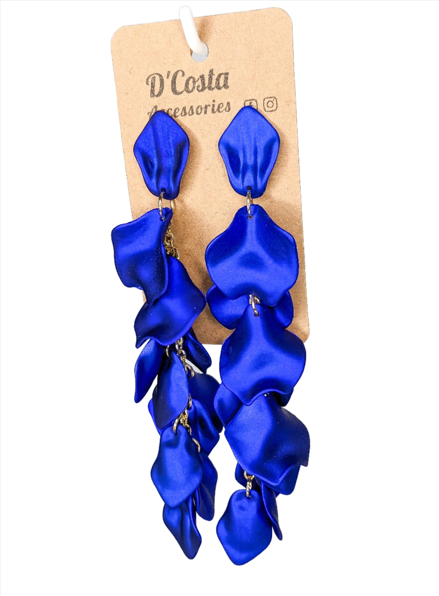 Royal Blue Petal Statement Earrings