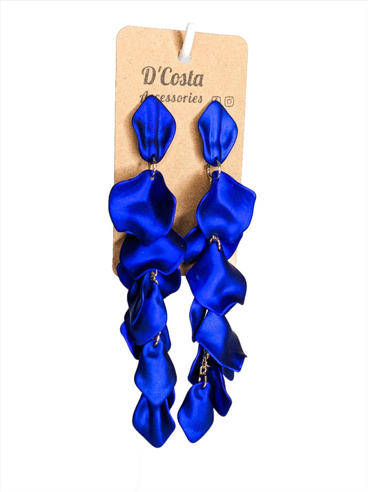 Royal Blue Petal Statement Earrings