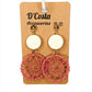 Large statement pink woven circle drop earrings with white circles above.