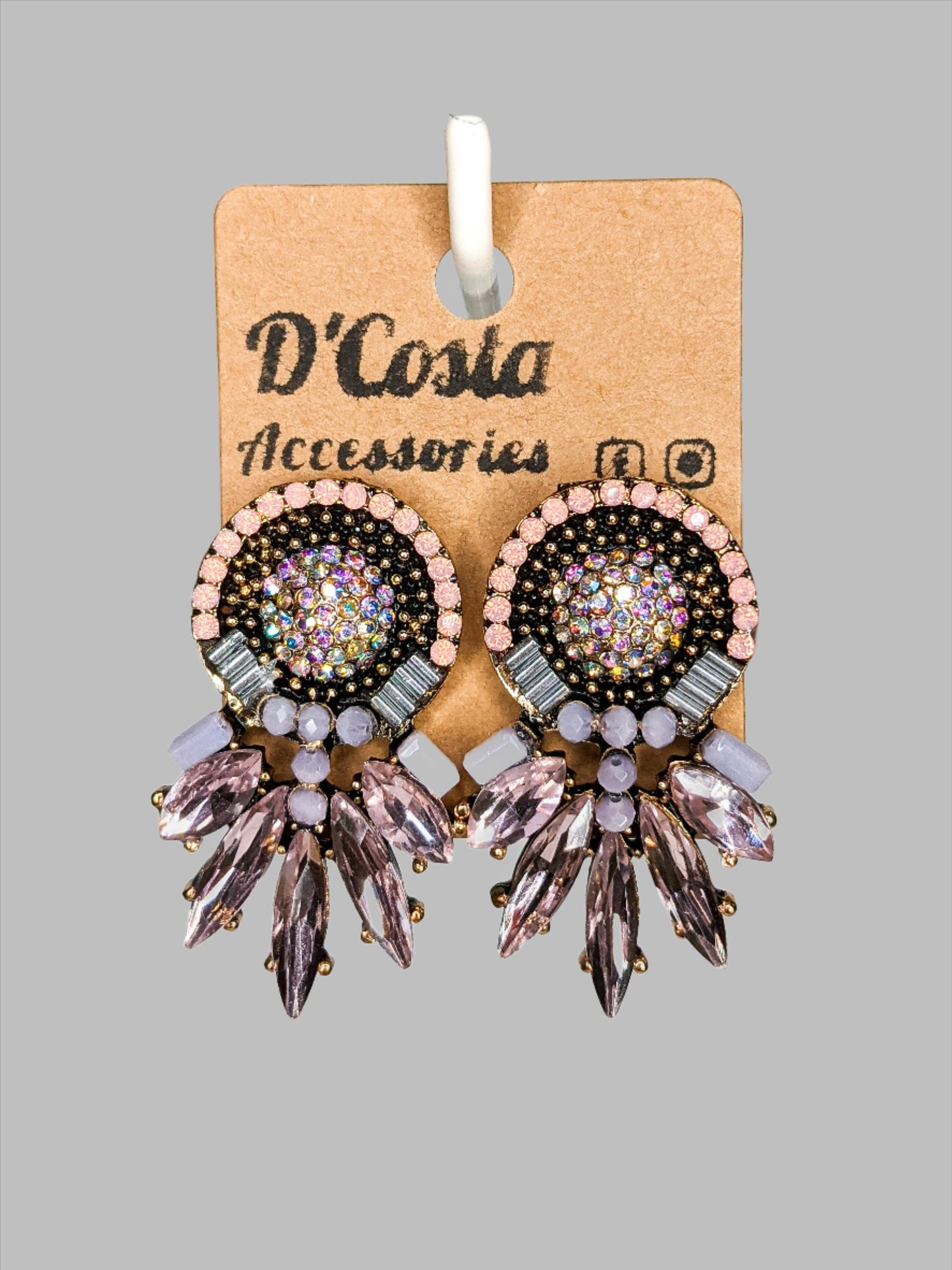 Pink and Purple Sparkling Statement Earrings